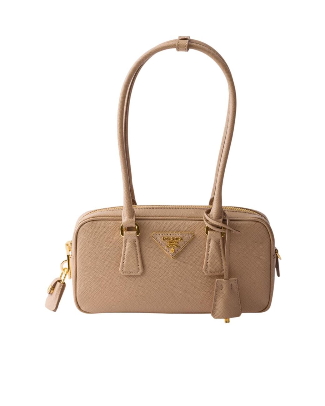 Prada Natural Saffiano-Leather Top-Handle Mini-Bag