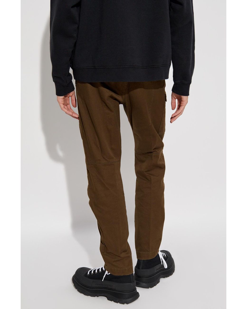 DSquared² Brown Straight-Leg Slim-Cut Cargo Trousers for men