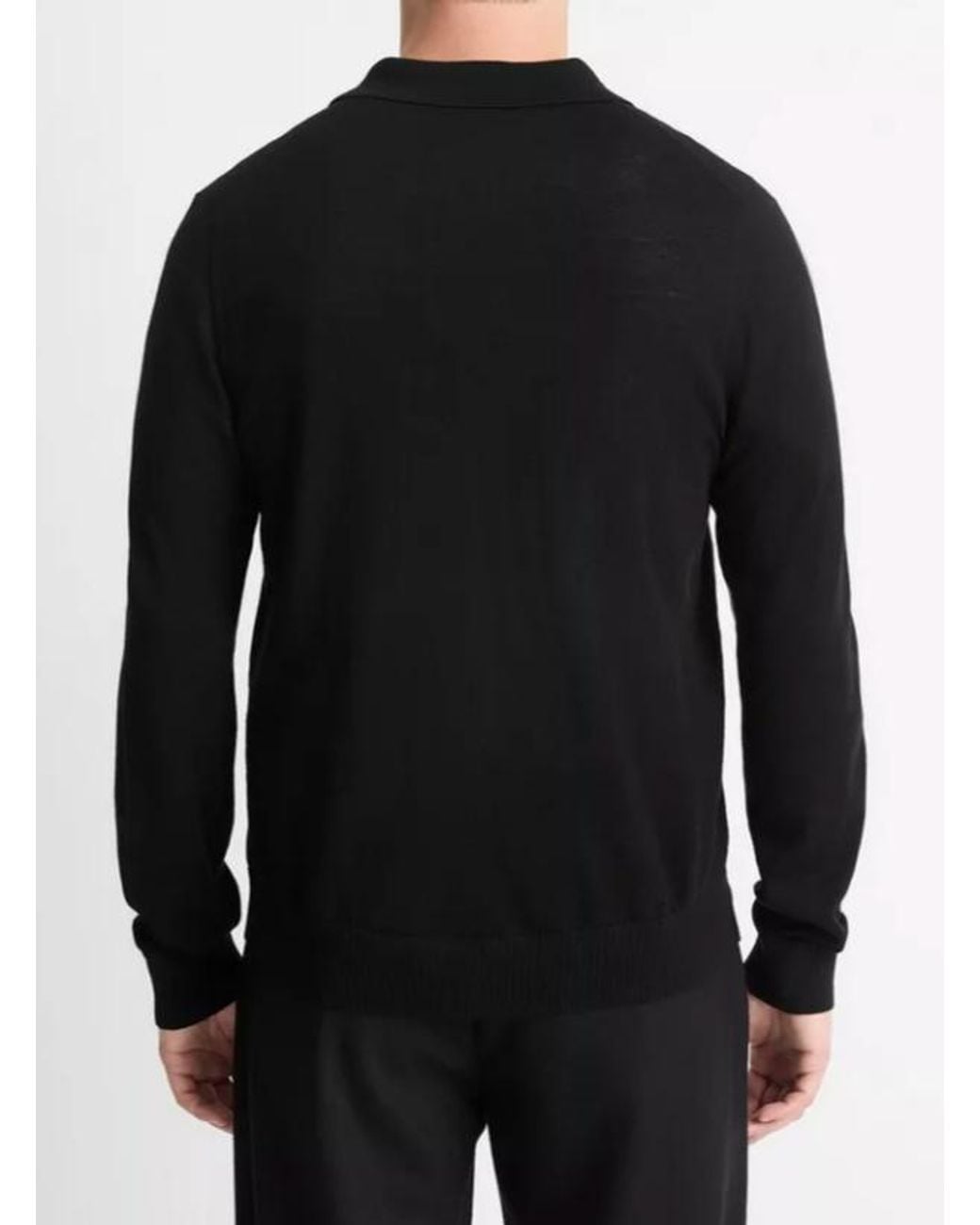 Vince Black Merino Knit Polo Shirt for men