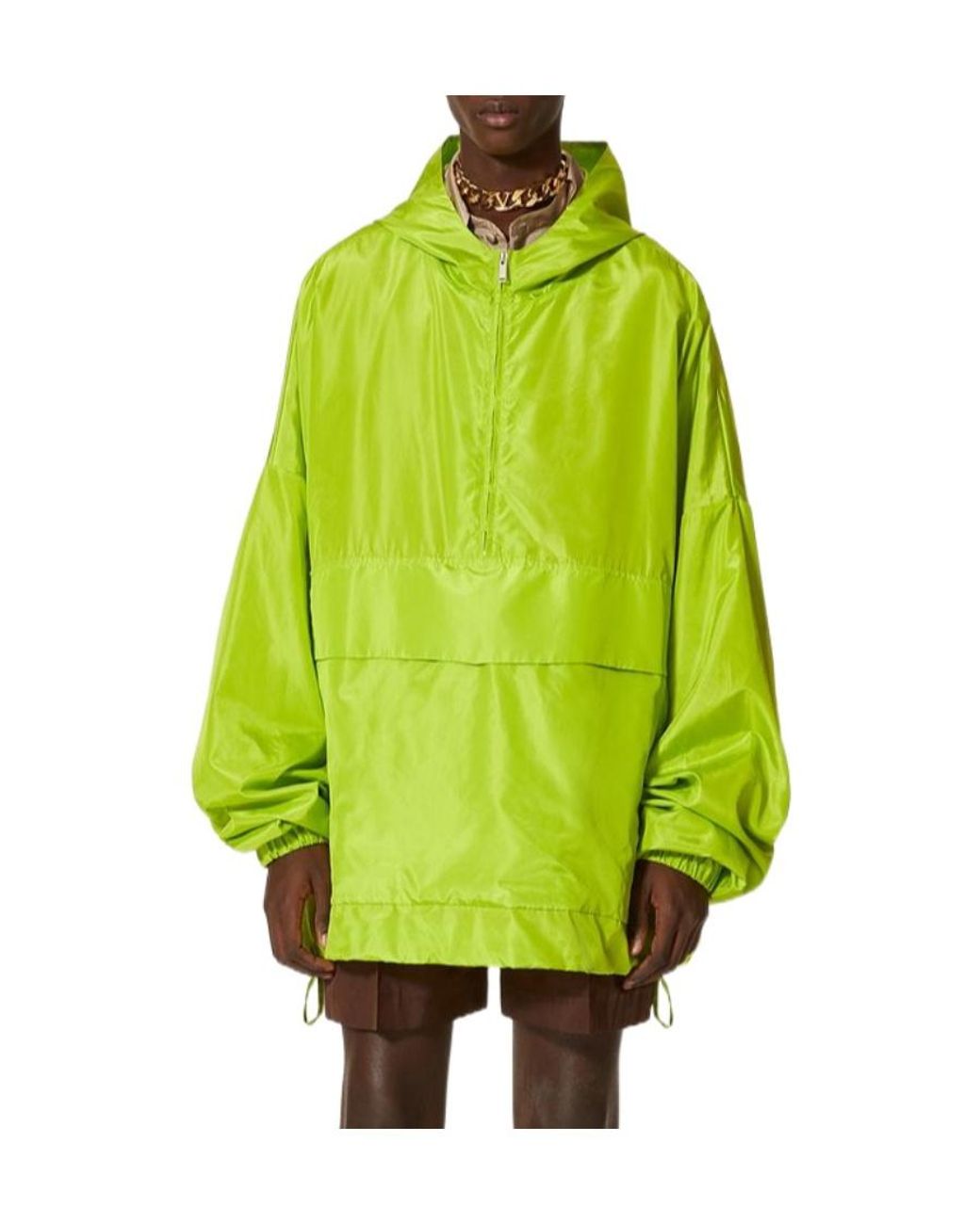 Valentino Green Half-Zipped Hooded Jacket for men