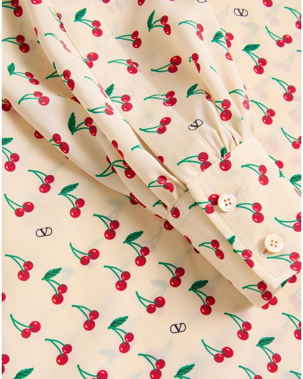Valentino Natural Cherryfic Printed Long-Sleeved Shirt