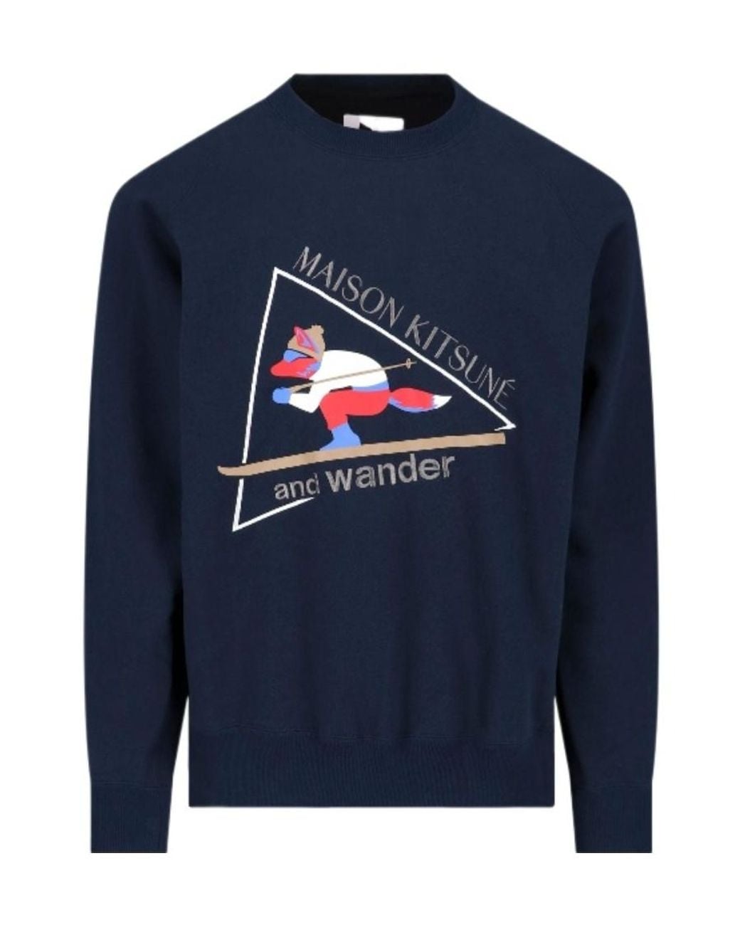 Maison Kitsuné Blue X And Wander Logo-Embroidered Cotton Sweatshirt for men