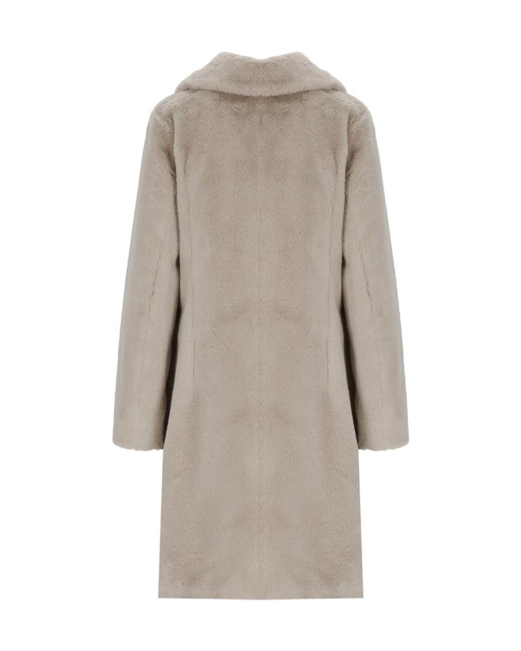 Herno Gray Faux-Fur Single-Breasted Coat