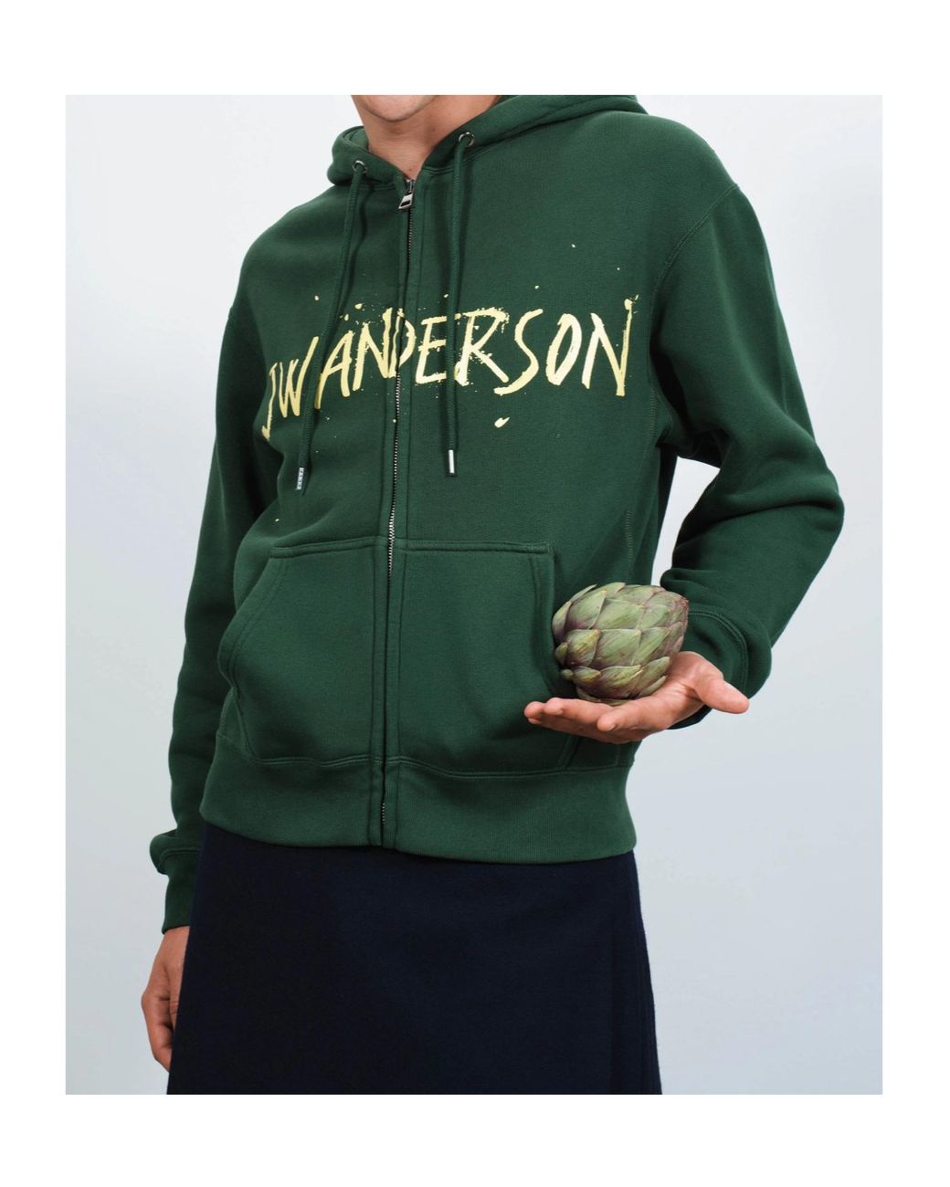 J.W. Anderson Green Jw Anderson Logo Printed Zip-Up Hoodie for men