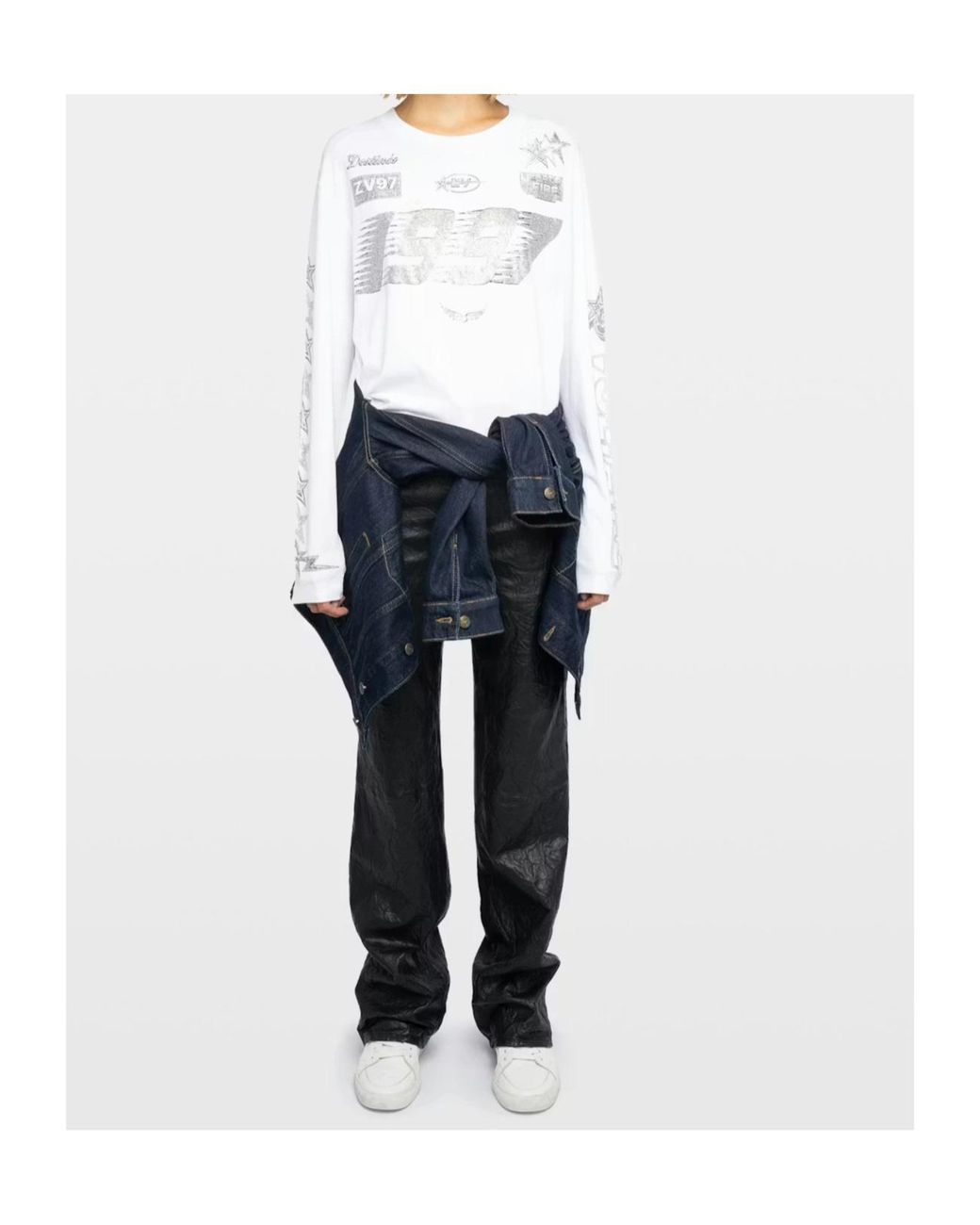 Zadig & Voltaire White Strass Multi Cross Top