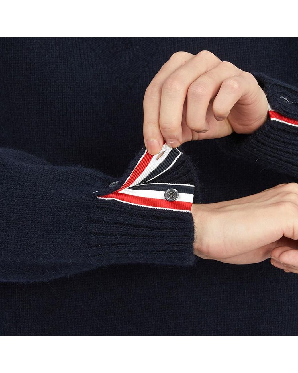 Thom Browne Blue Bar Striped Jumper for men