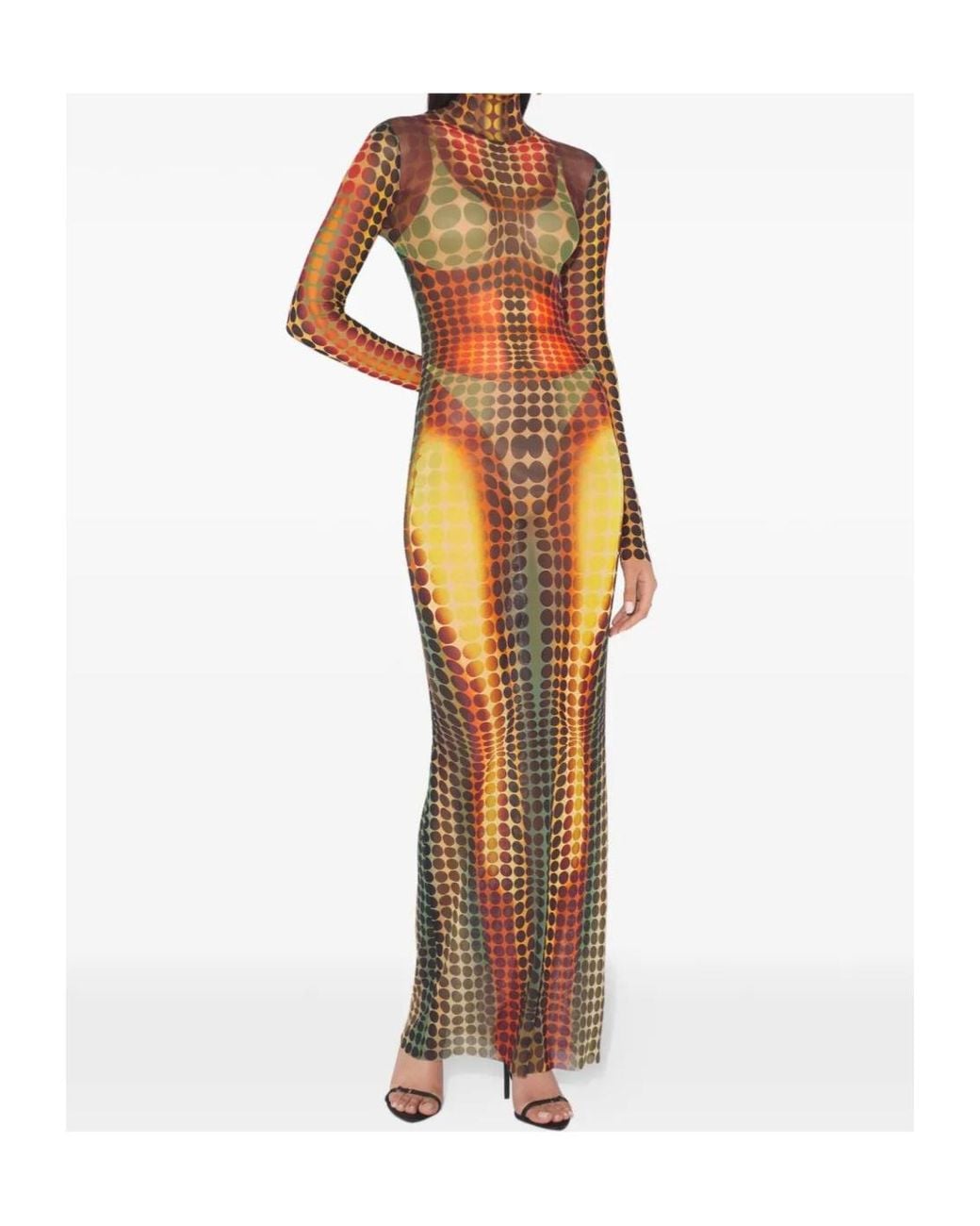 Jean Paul Gaultier Multicolor High-Neck Dots Maxi Dress