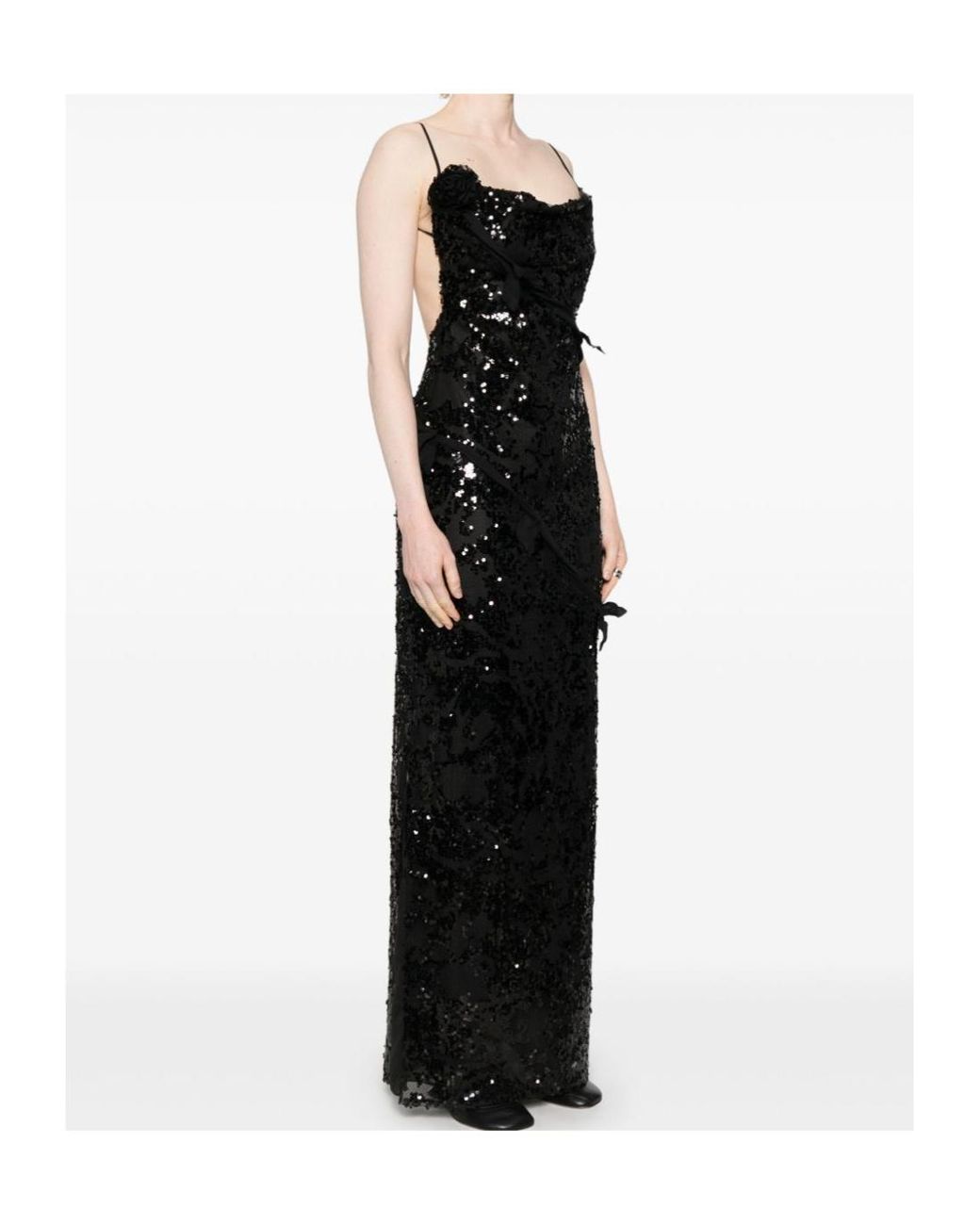 Coperni Black Sequins Embellished Long Dress