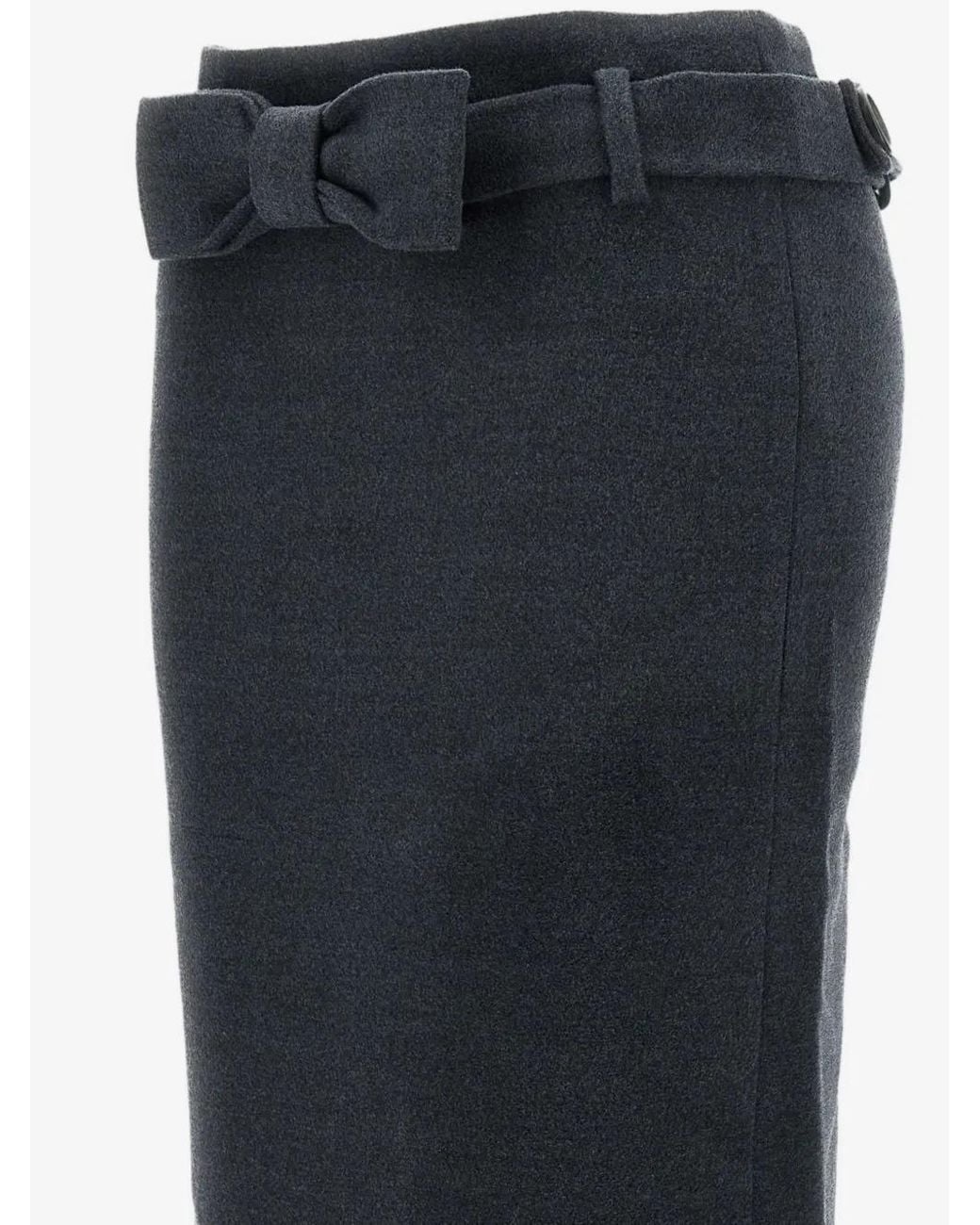 ShuShu/Tong Black Bow-Detail Belted Midi Skirt