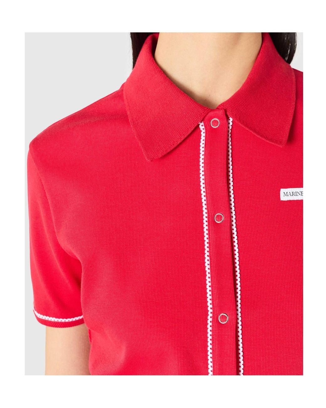 MARINE SERRE Red Light Ribbed Jersey Polo T-Shirt