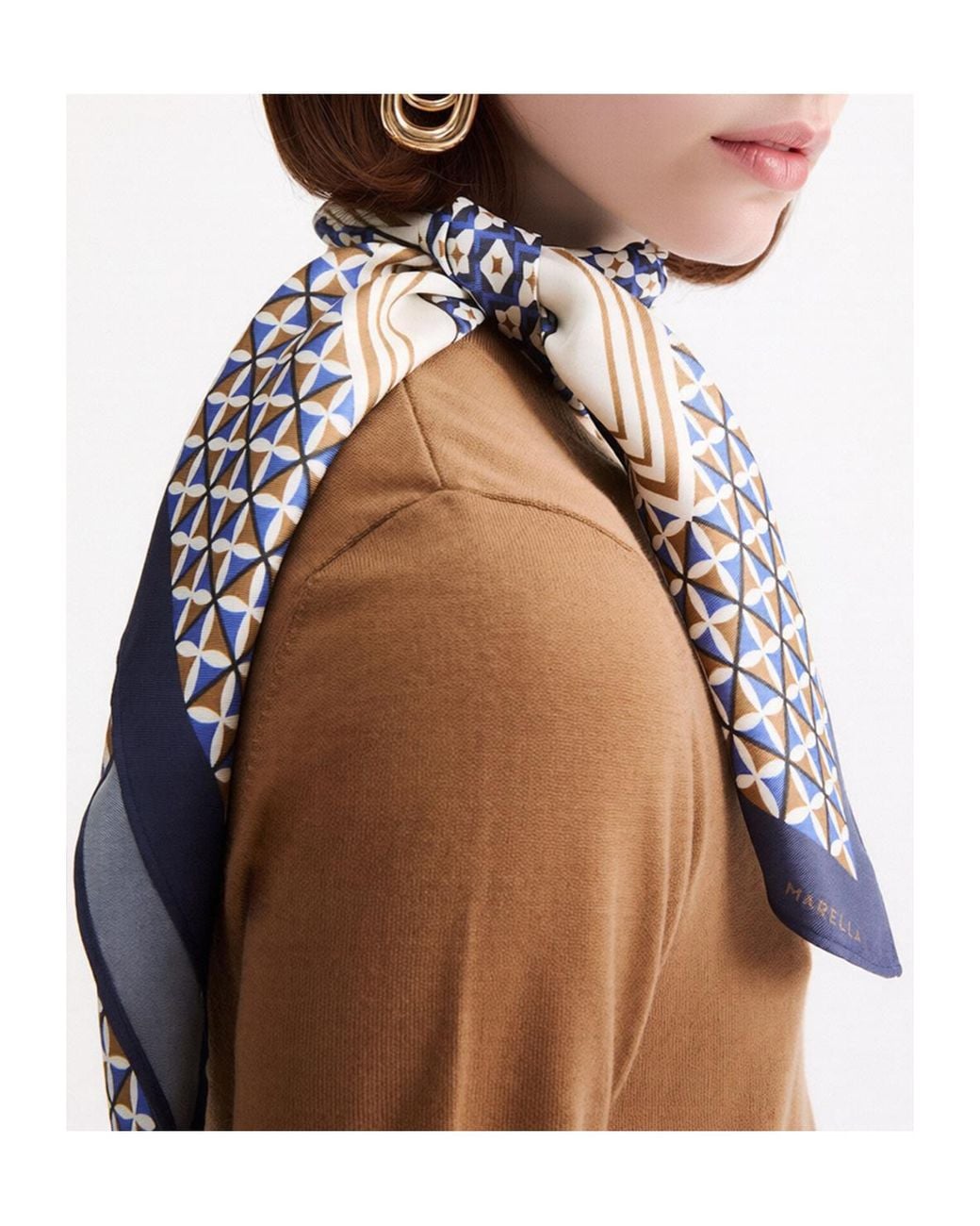 Marella Blue Silk Twill Foulard