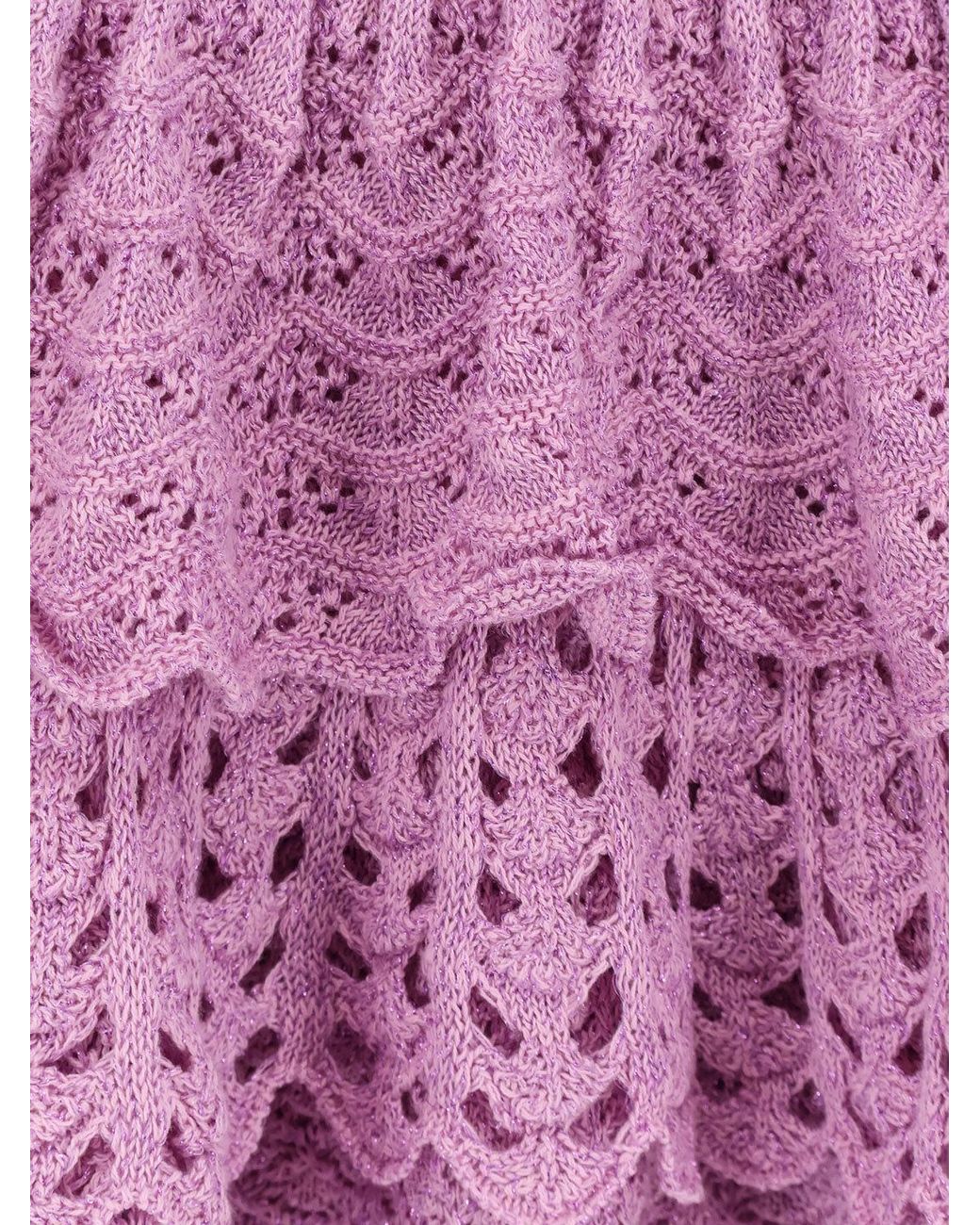 retroféte Purple Retrofete Crochet Ruffled Knitted Dress
