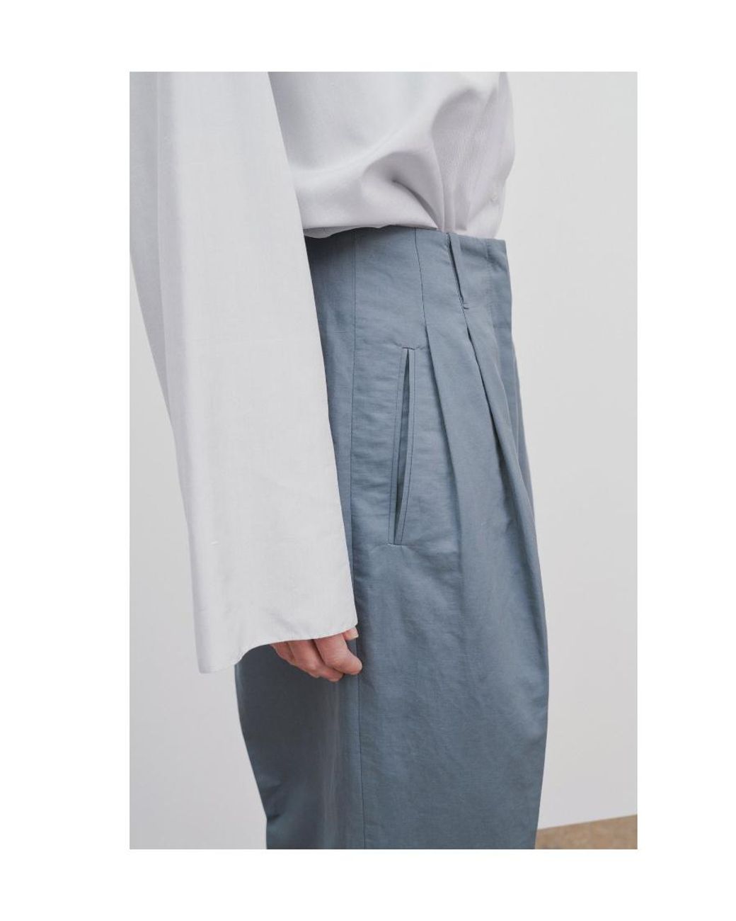 The Row Blue Wide-Leg Cotton-Ramie Trousers