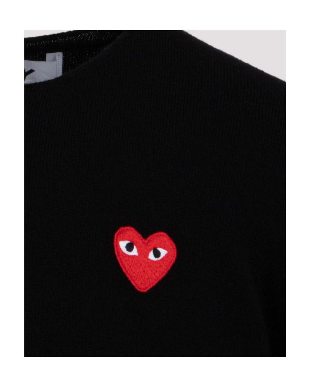 COMME DES GARÇONS PLAY Black Comme Des Garçons Play Logo Patch Crewneck Jumper for men