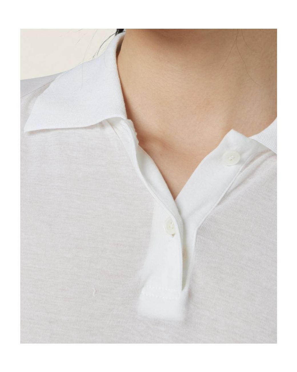 Miu Miu Ribbed Jersey Polo Shirt in White | Lyst