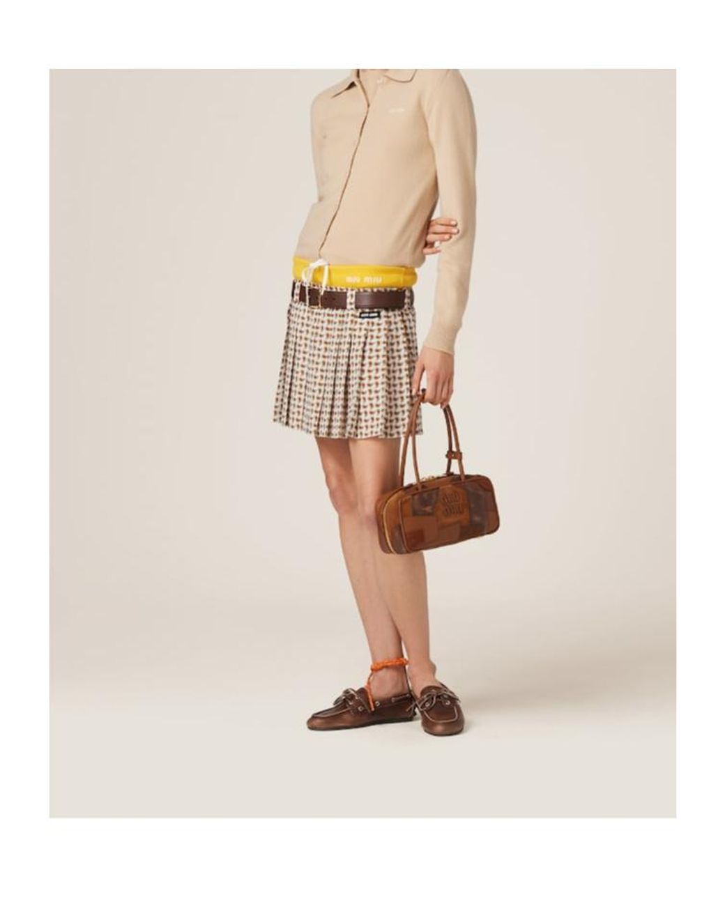 Miu Miu Brown Beau Leather Patchwork Bag