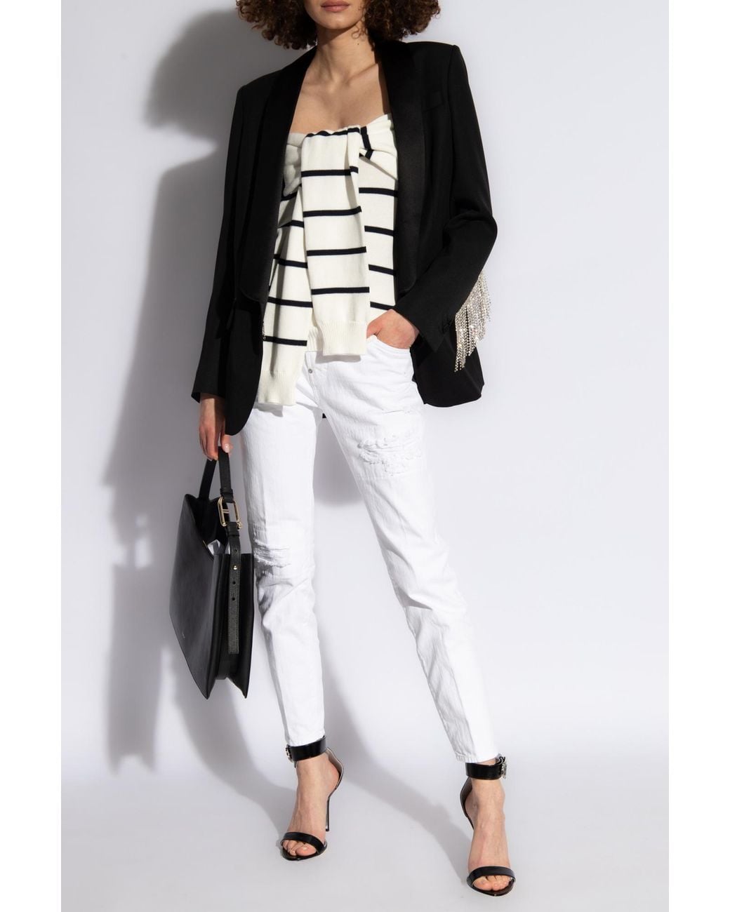 DSquared² Black Fringed Oversized Blazer
