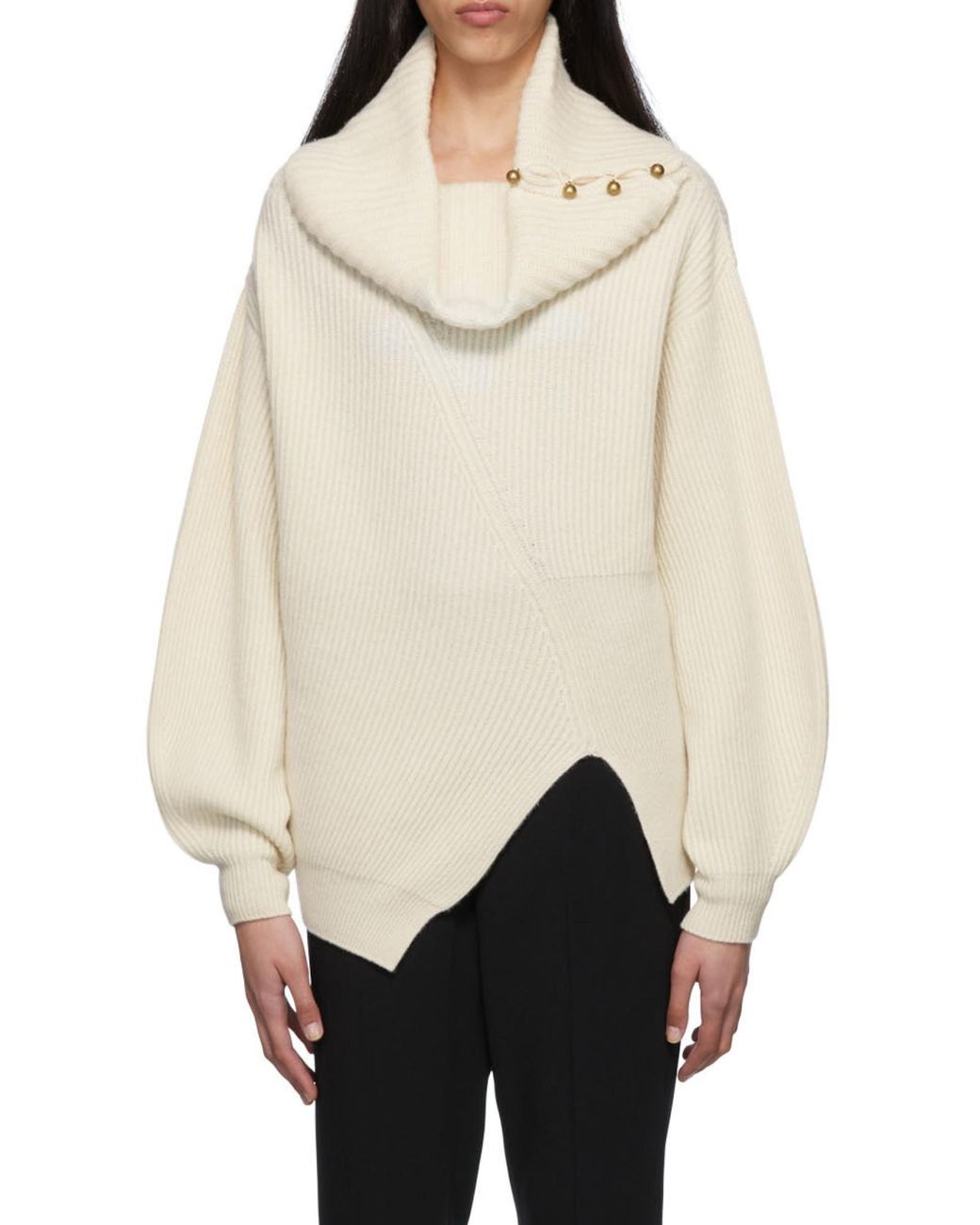 Stella McCartney White Asymmetric Button-Embellished Jumper