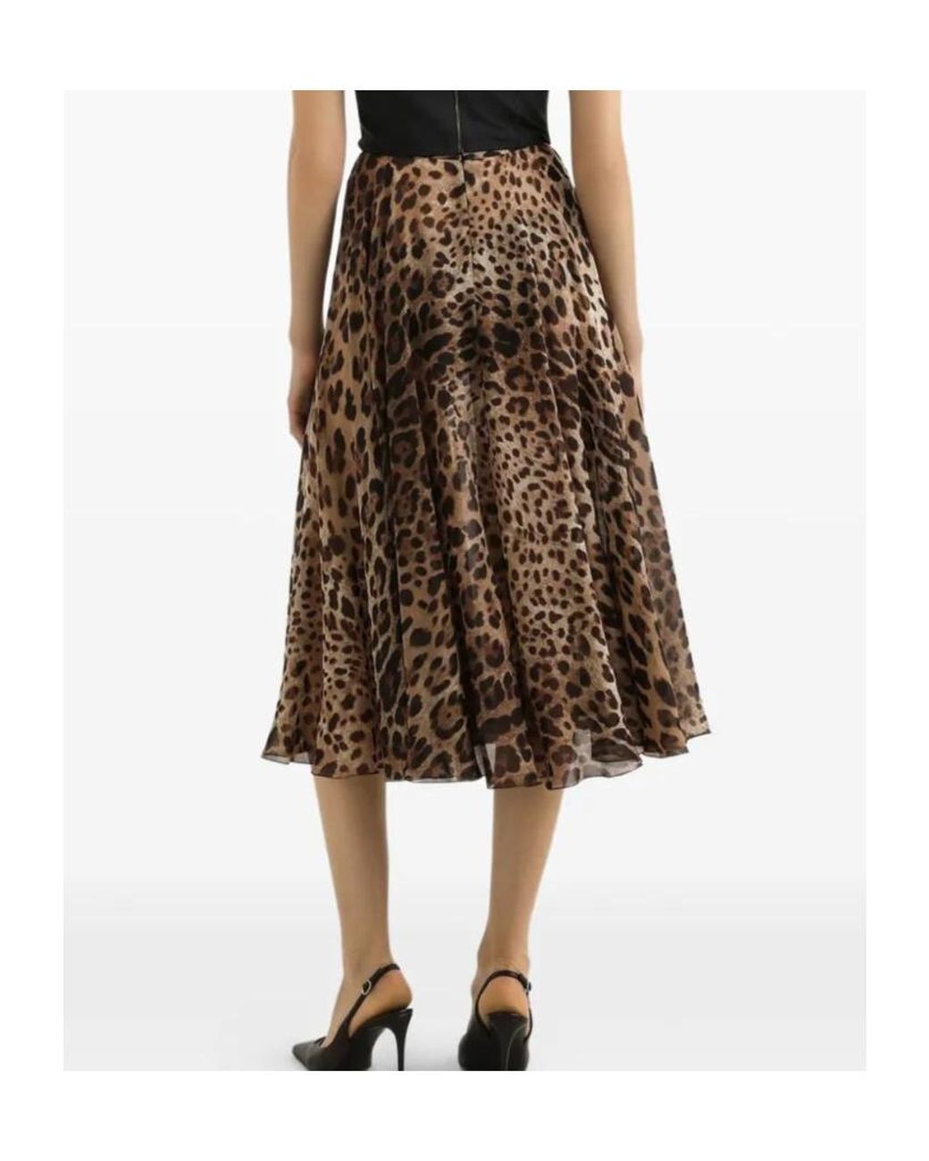 Dolce & Gabbana Brown Beige Silk Long Skirt