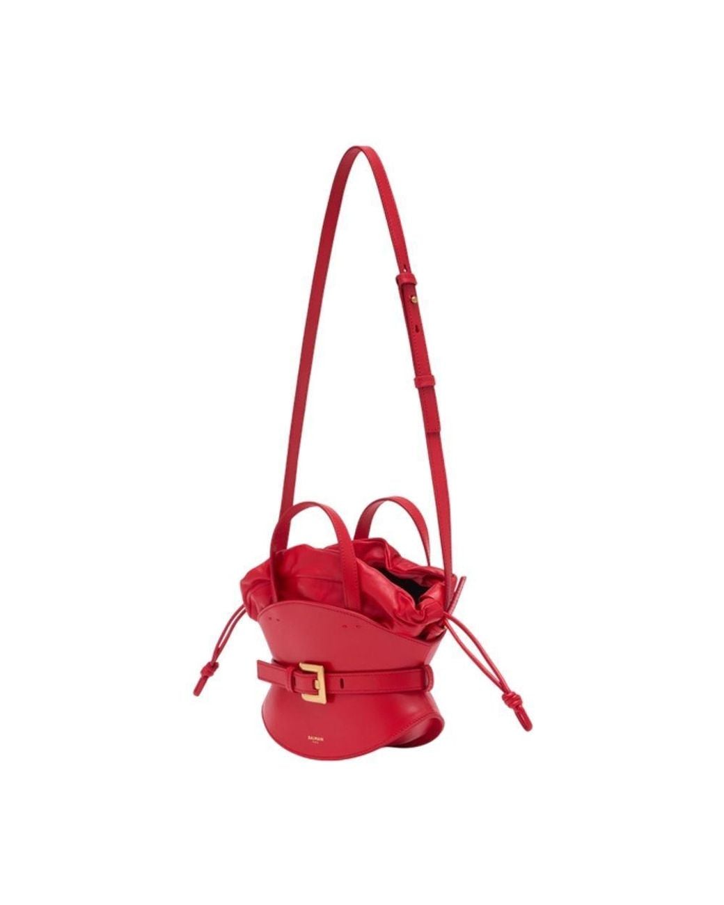 Balmain Red Shuffle Drawstring Mini Bag