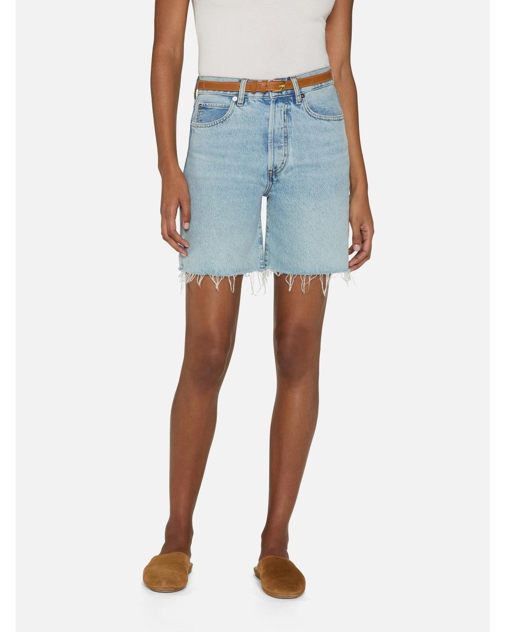 FRAME Blue High Waist Denim Shorts
