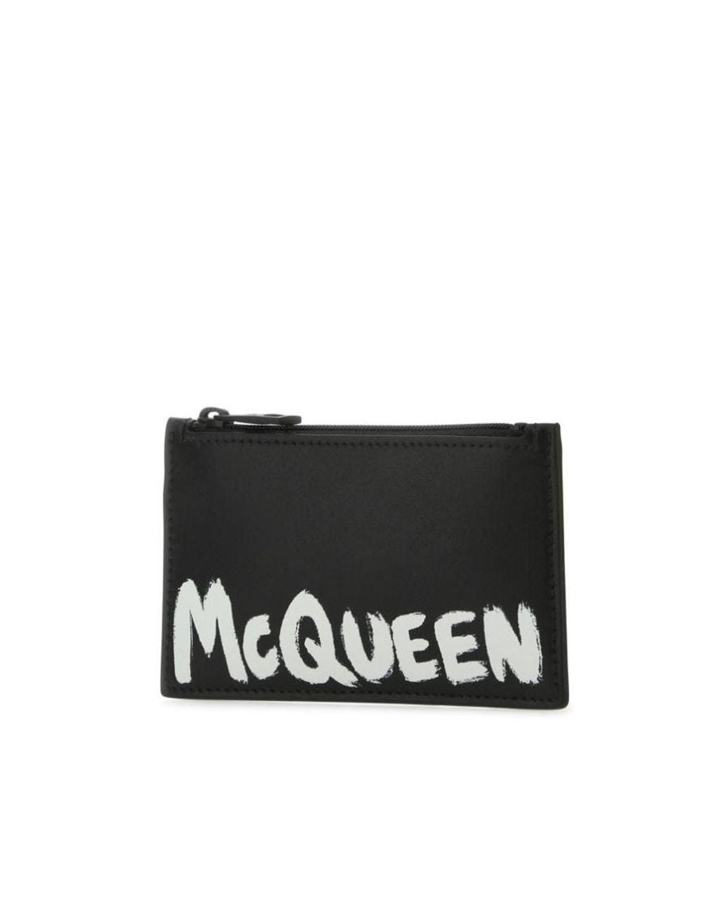 McQueen Black Logo Printed Card Holder for men