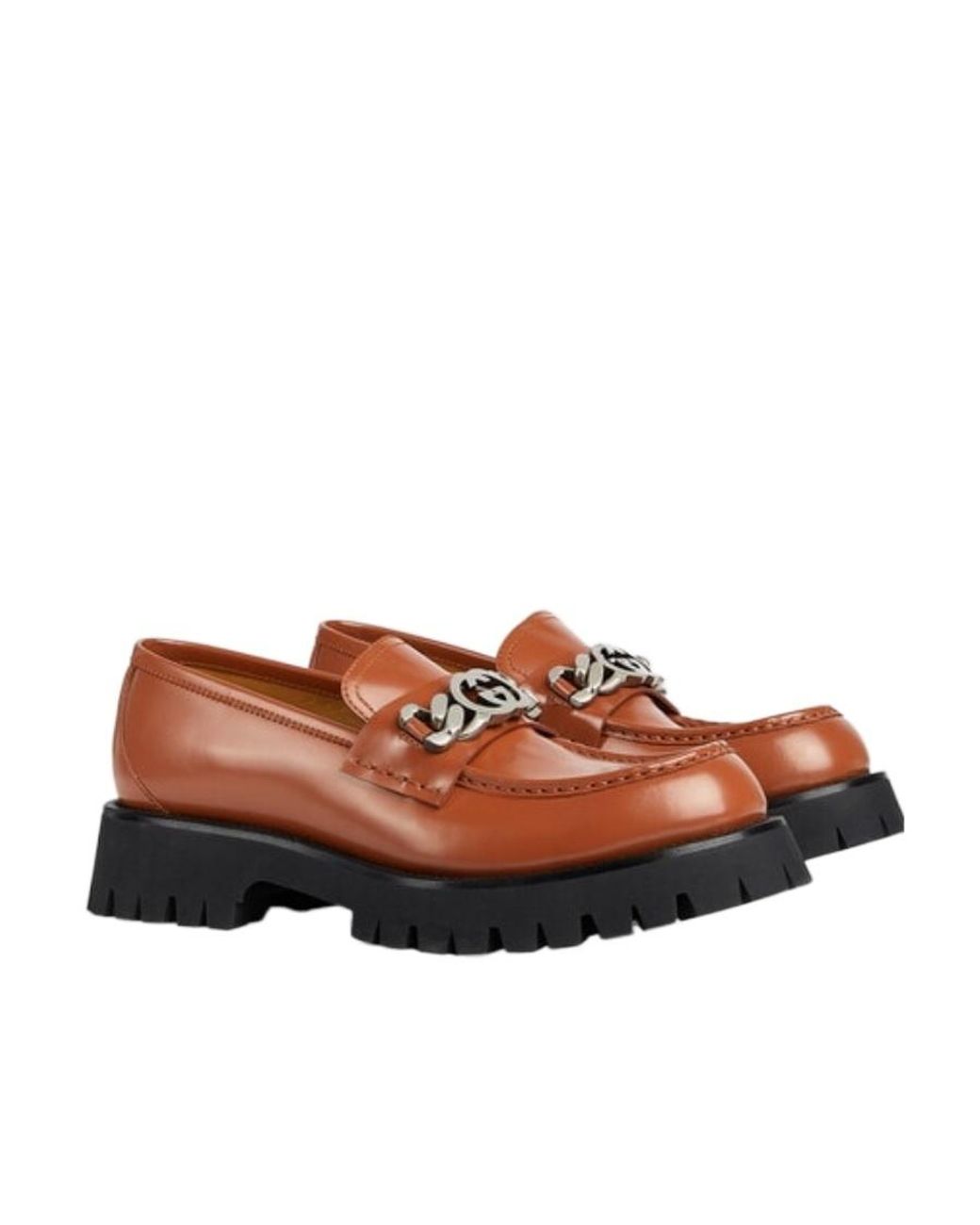 Gucci Brown Interlocking G Logo Leather Loafers for men