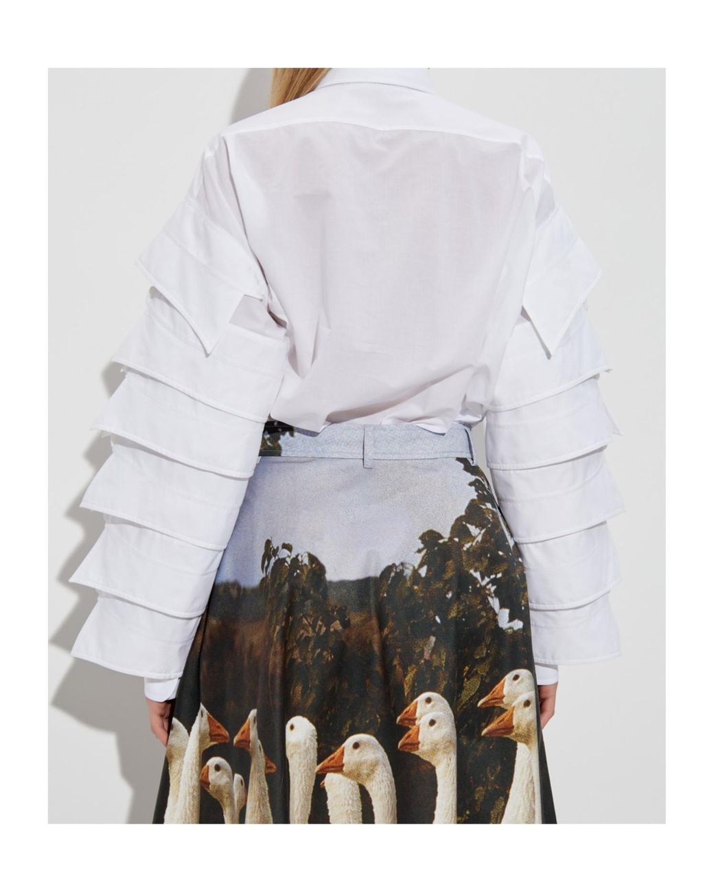 Moschino White Flared Curved Hem Shirt