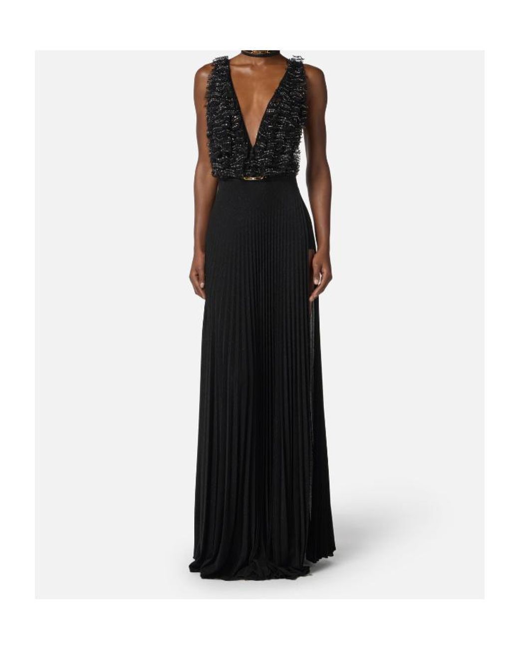 Elisabetta Franchi Black Tulle Carpet Dress