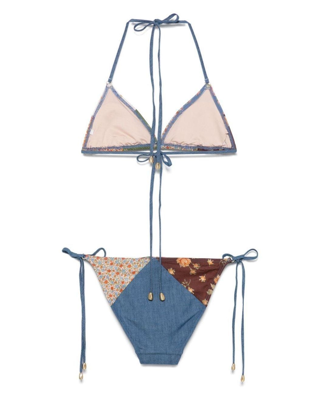 Zimmermann White Lucky Spliced Triangle Two Piece Bikini