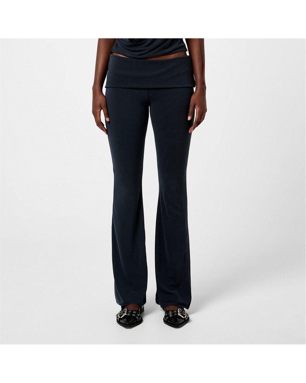 Jaded London Blue Fold-Waist Casual Pants