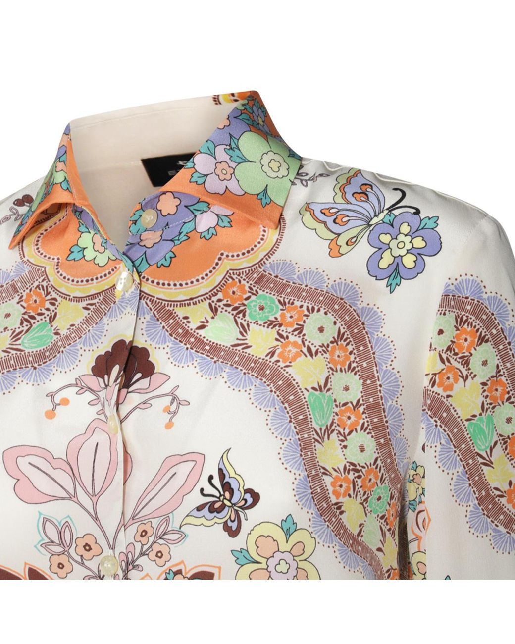 Etro White Floral-Printed Long Sleeved Shirt