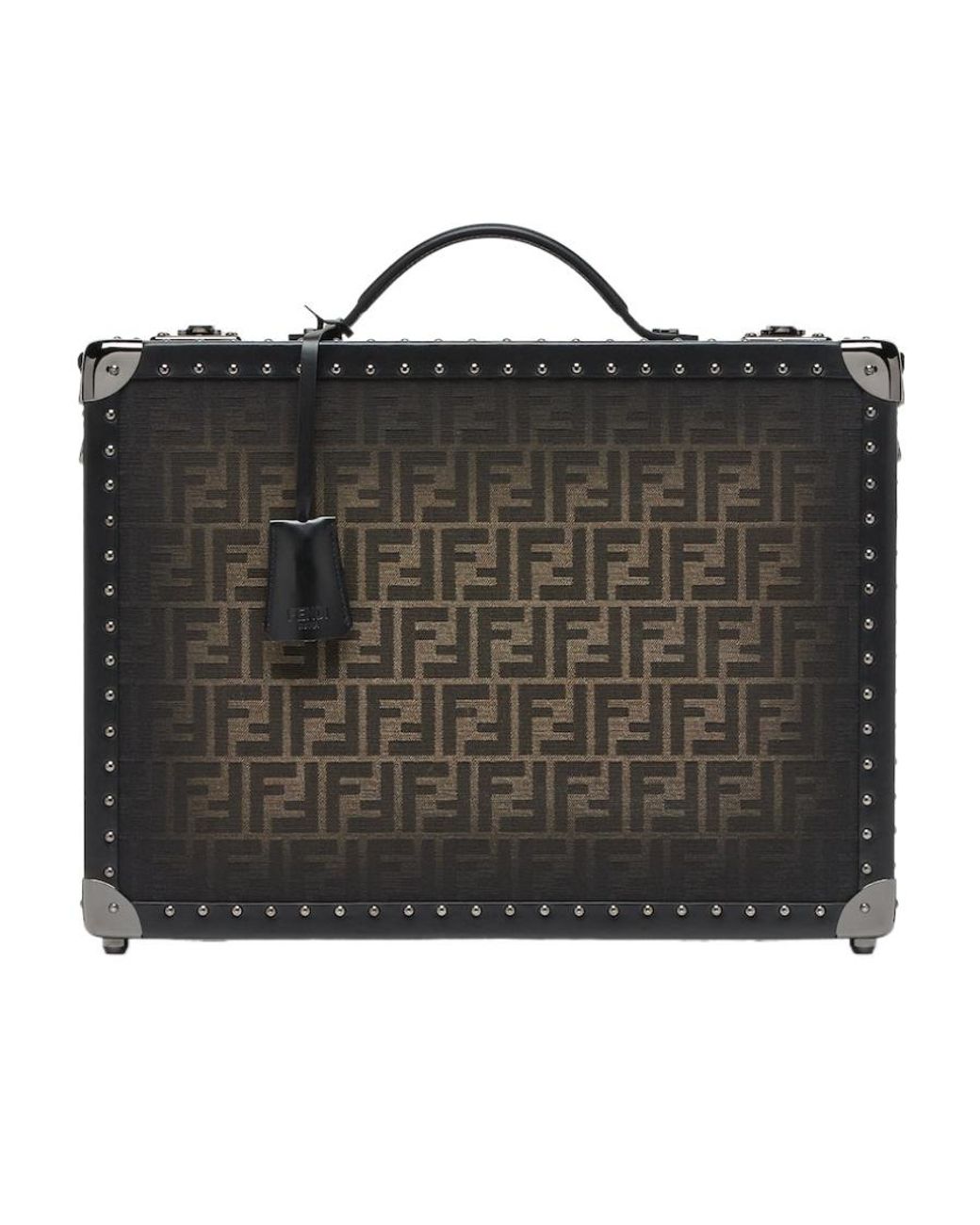 Fendi Black Ff Fabric Suitcase for men