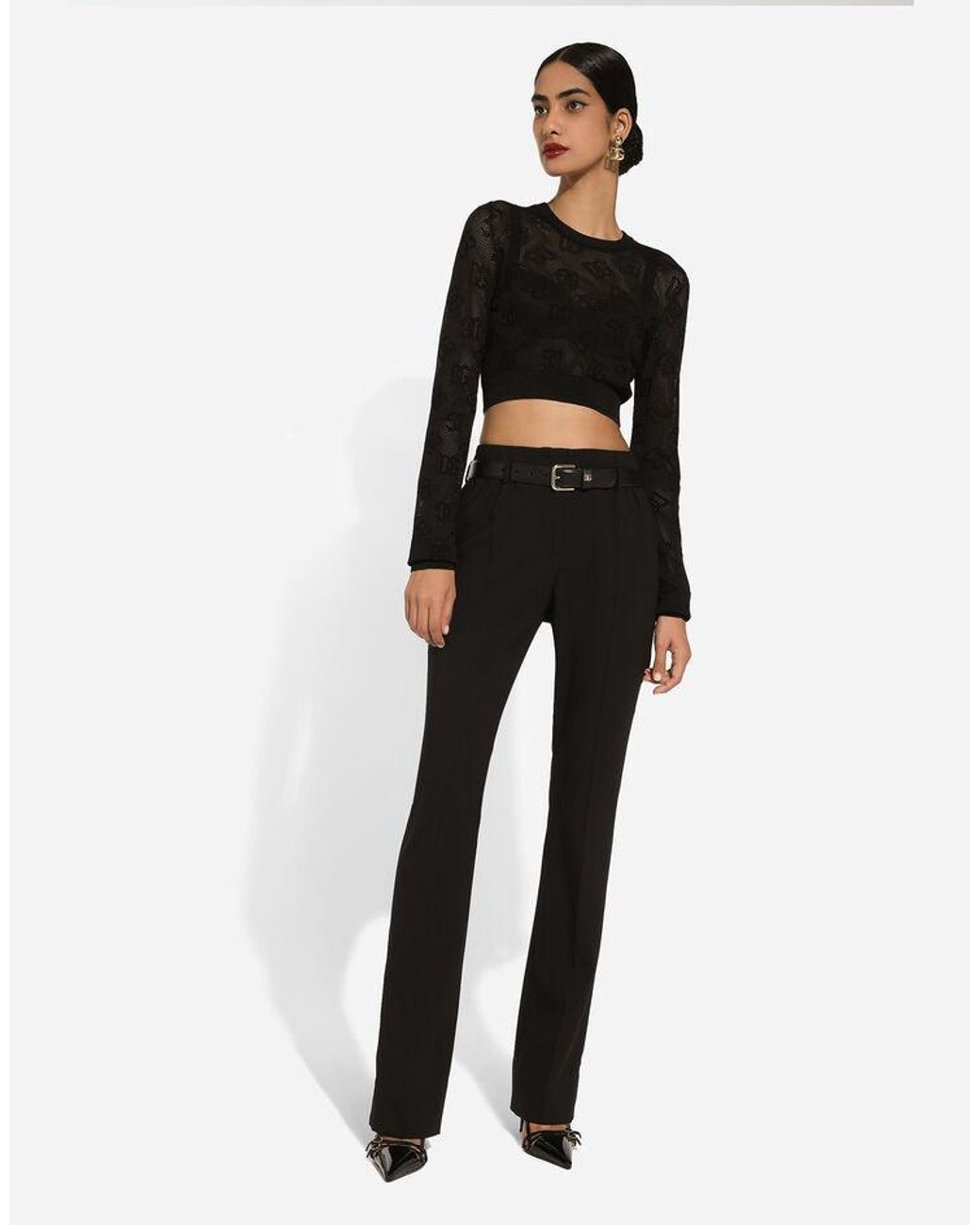 Dolce & Gabbana Black All-Over Dg Jacquard Cropped Top