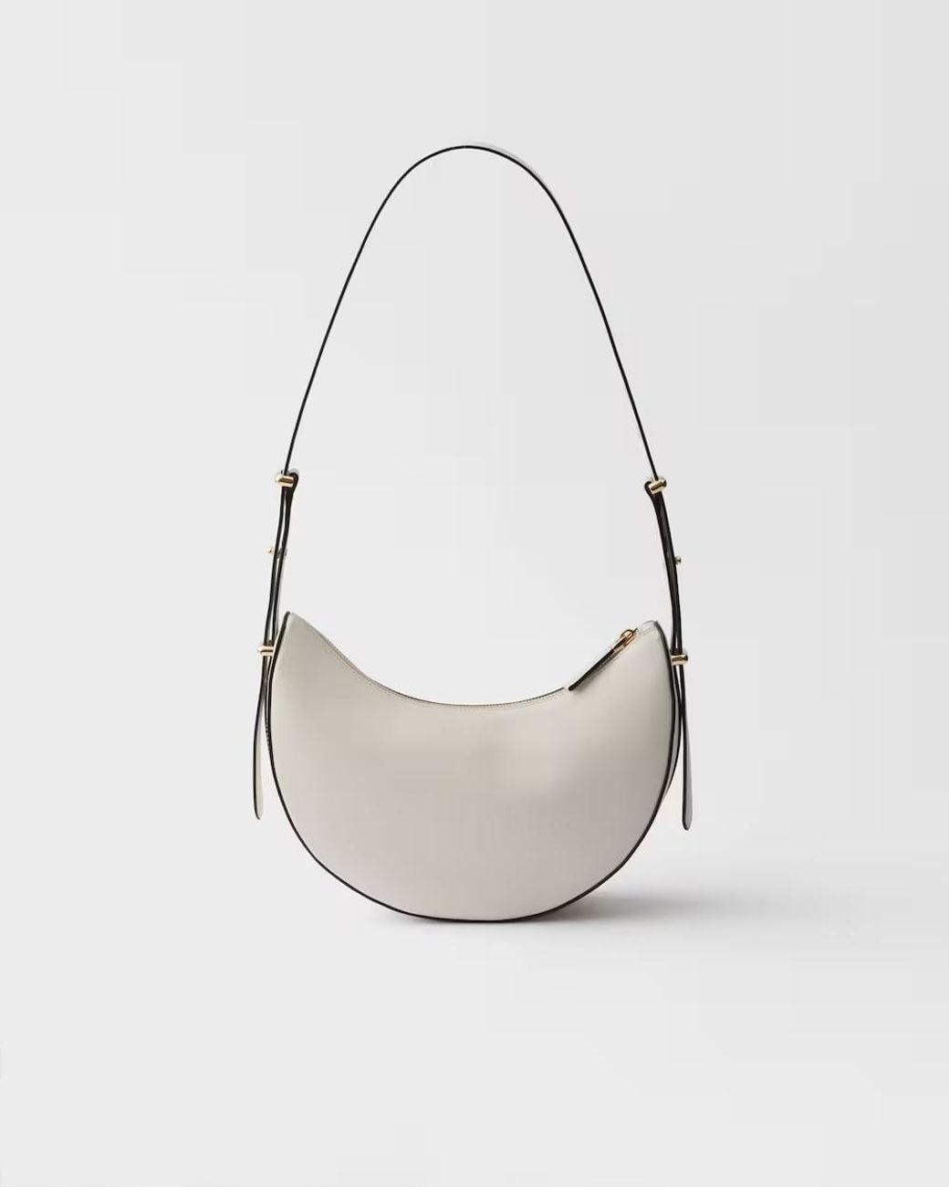 Prada White Arqué Small Leather Shoulder Bag