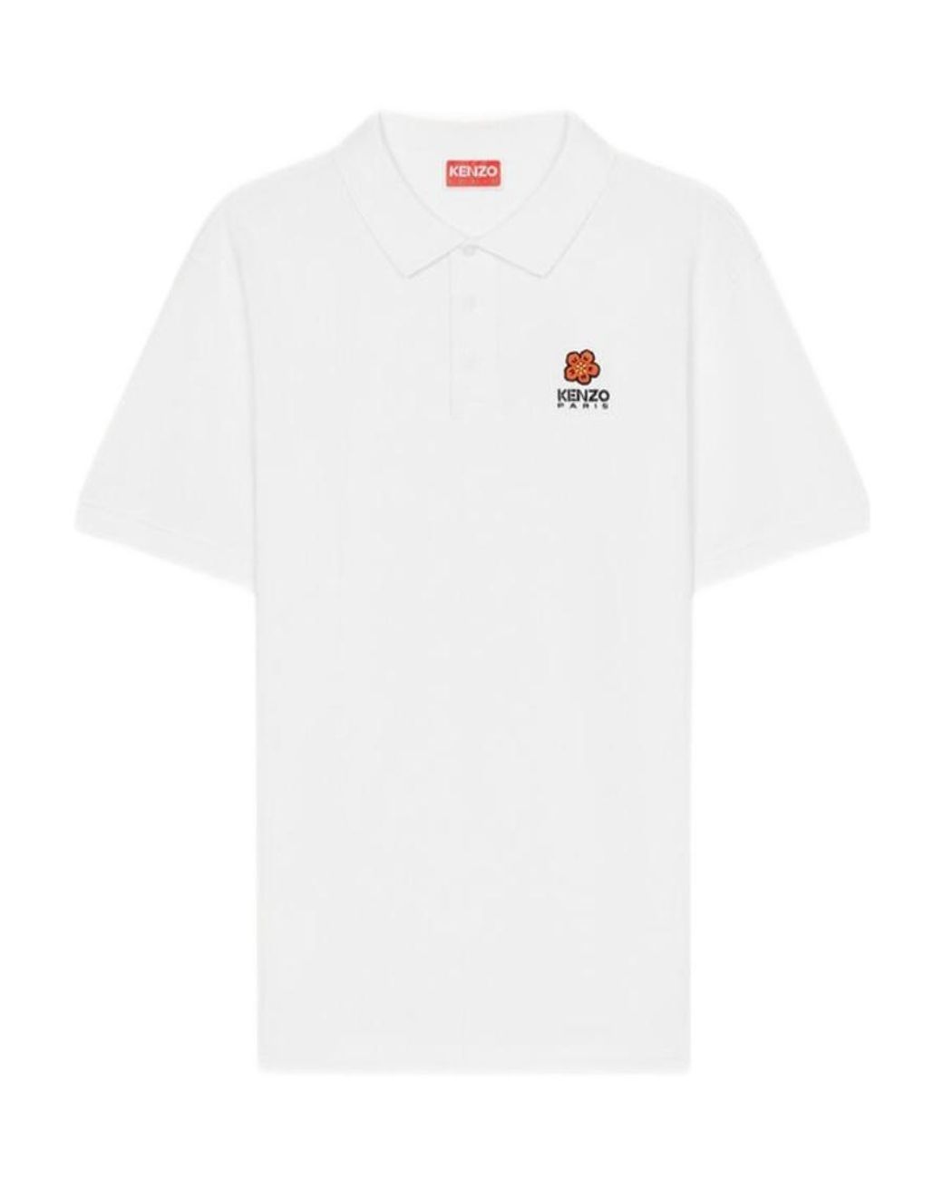 KENZO White Logo Embroidered Short-Sleeved Polo Shirt for men