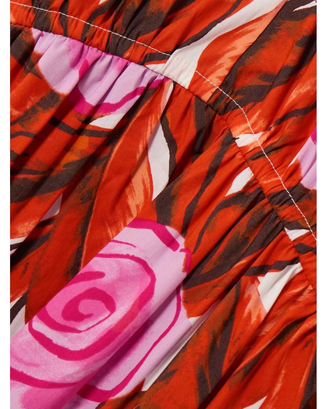 Diane von Furstenberg Artie Gathered Tiered Floral-Print Cotton-Blend Midi Dress