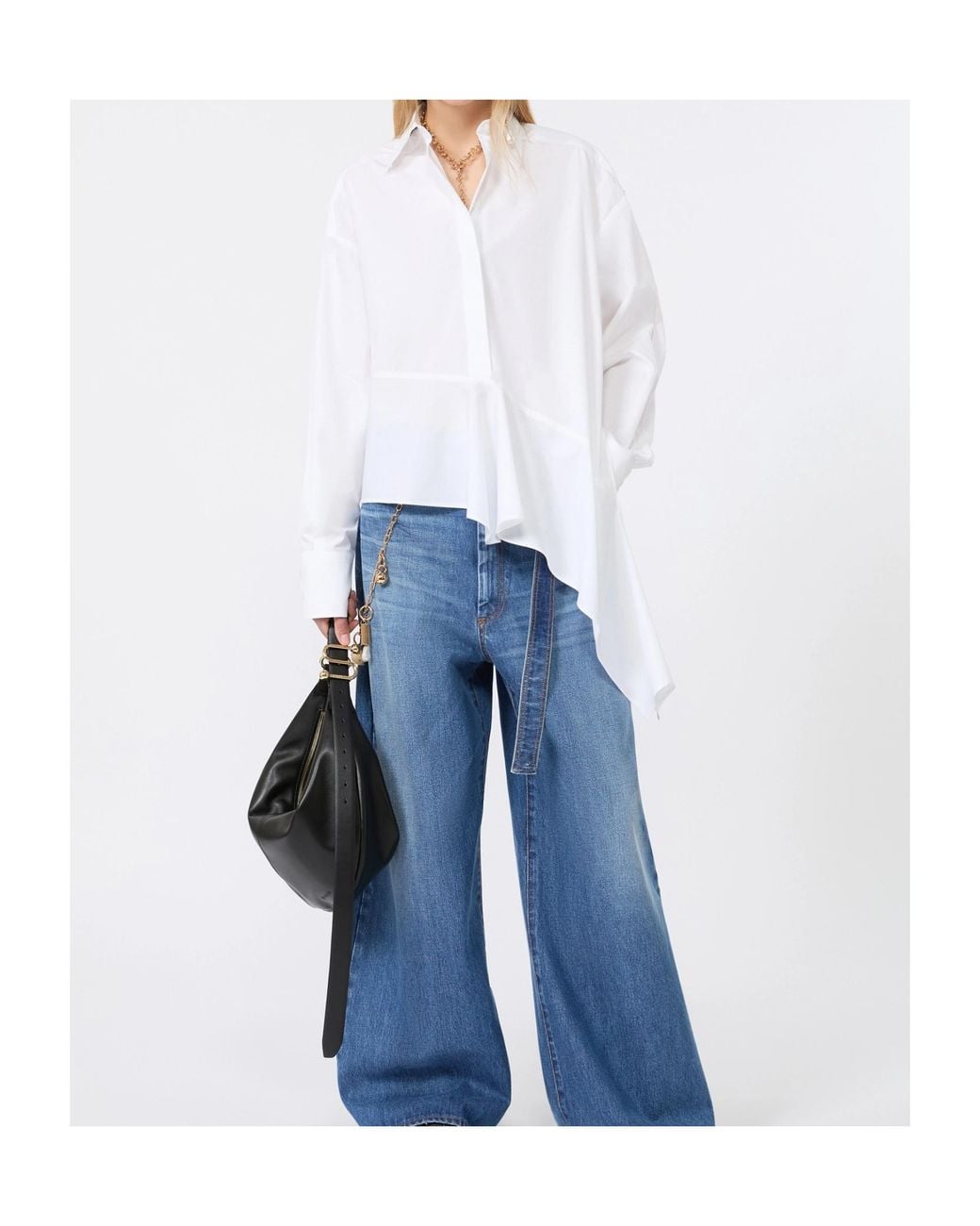 Sportmax White Asymmetric Button-Up Shirt