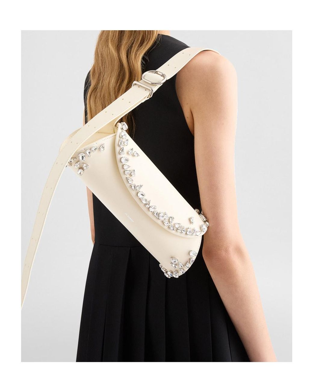 Jil Sander Natural Cannolo Embellished Crossbody Bag