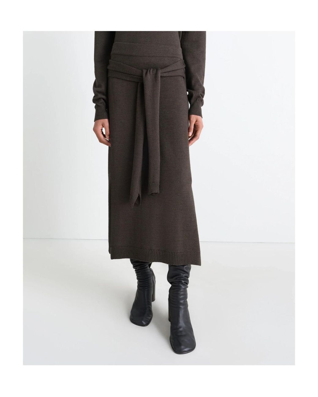 Lemaire Black Tie-Around Side Slit Midi Skirt