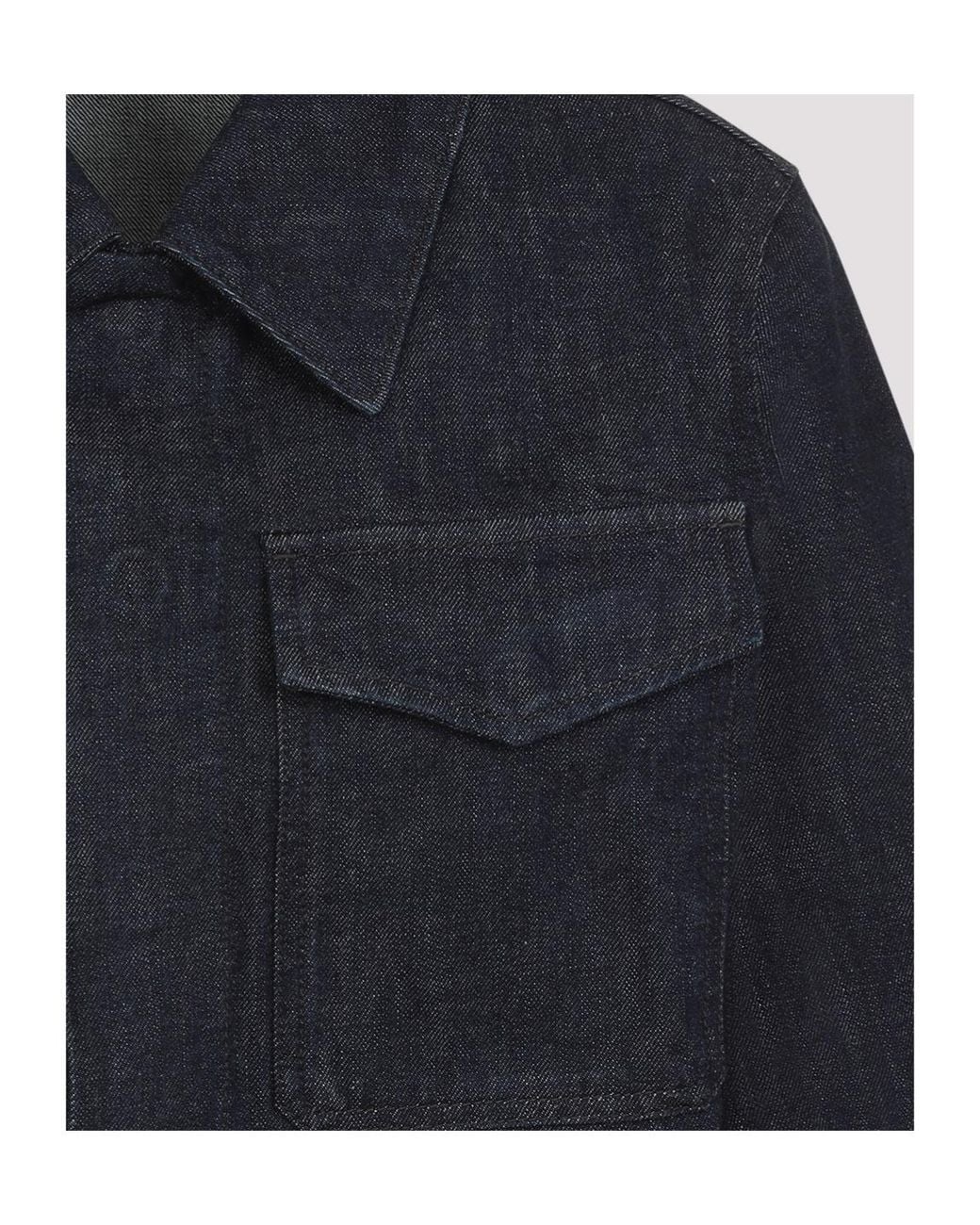Lemaire Blue Long Sleeved Cropped Jacket