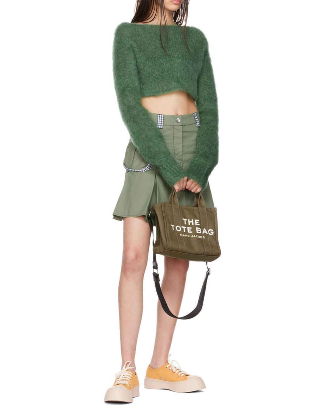 Marc Jacobs Green Logo Printed Zip-Up Small Tote Bag