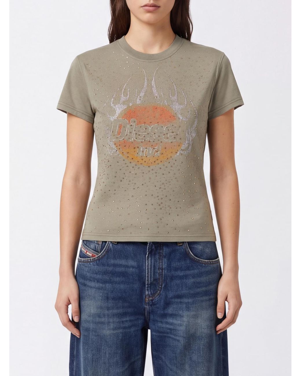 DIESEL Gray T-Maggy-Cry Crystal Graphic T-Shirt