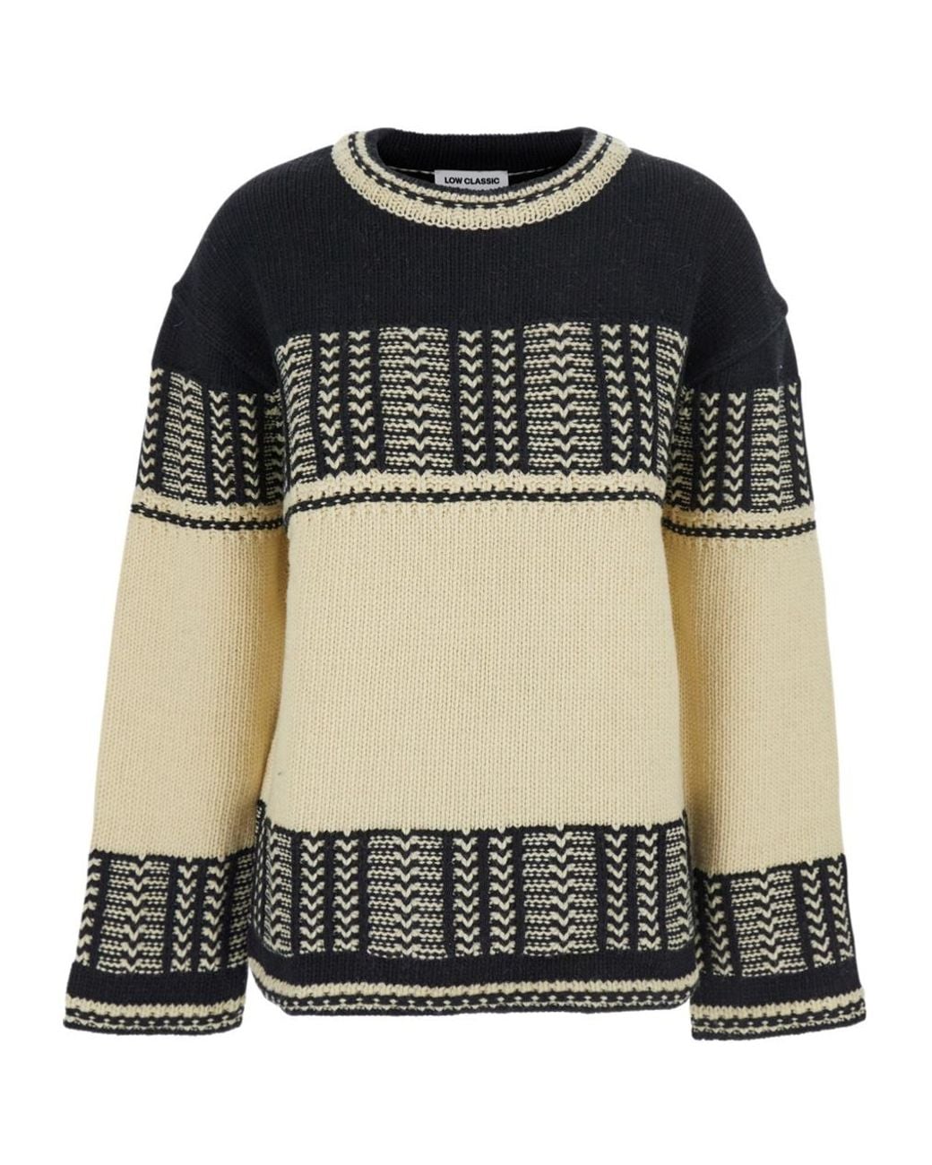 Low Classic Black Intarsia Crewneck Sweater