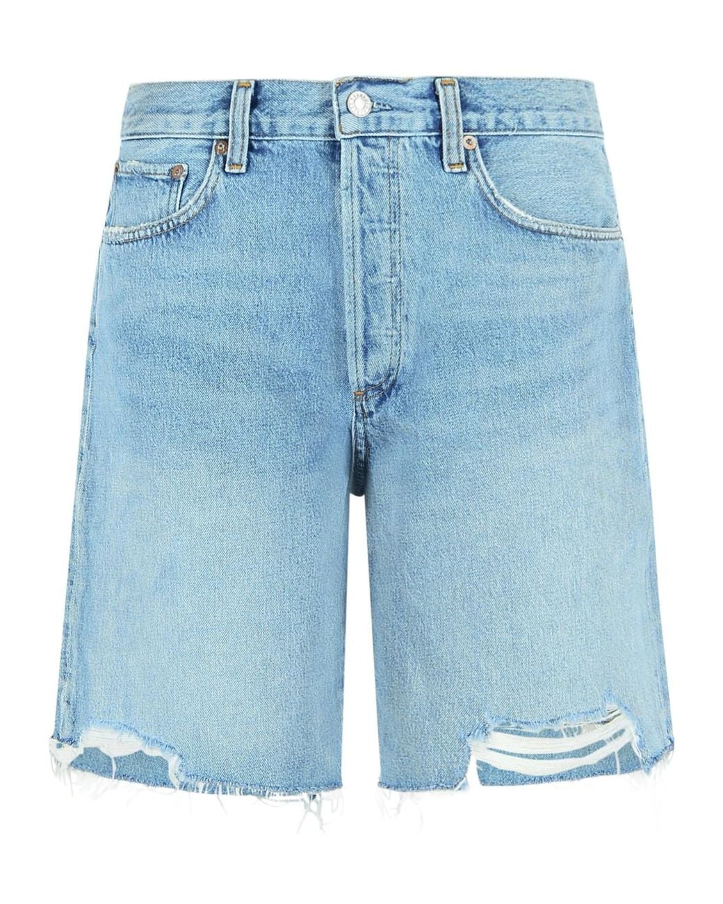 Agolde Blue Indra Distressed Denim Shorts