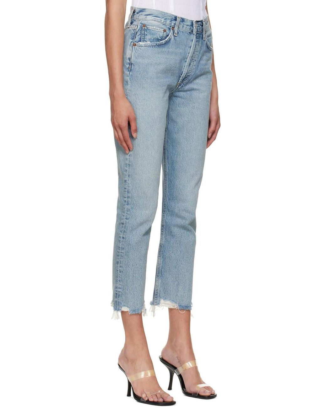 Agolde Blue Riley Cropped Jeans