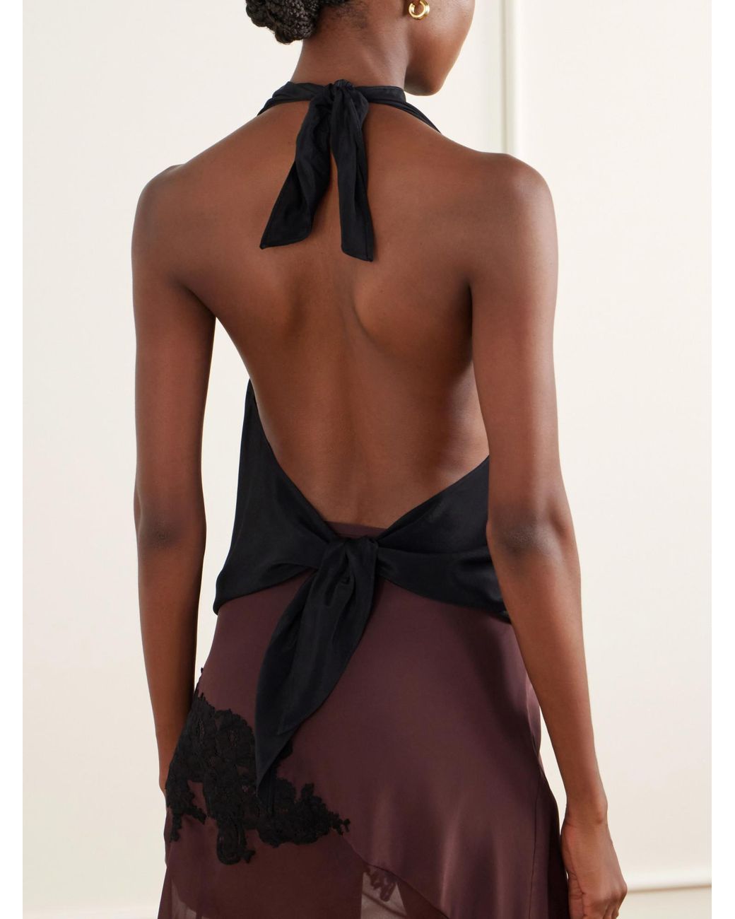 Sir Black Sleeveless Top With Lace Trim