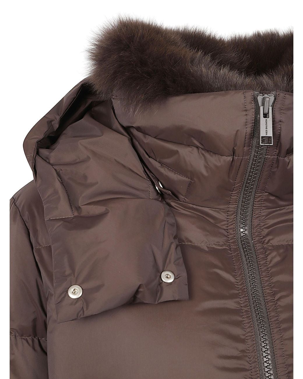Yves Salomon Black Fur-Trim Hooded Puffer Jacket