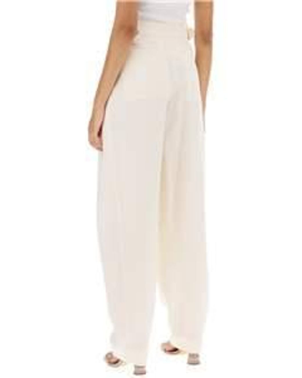 Stella McCartney White Pleated Wide Leg Trousers for men