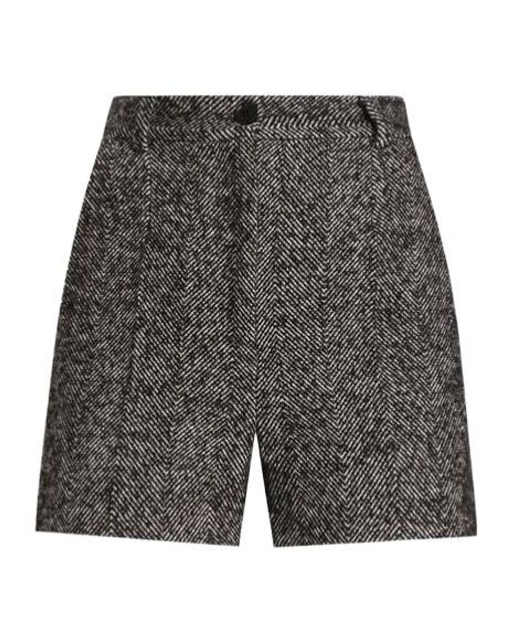 Dolce & Gabbana Gray Wool Herringbone Shorts